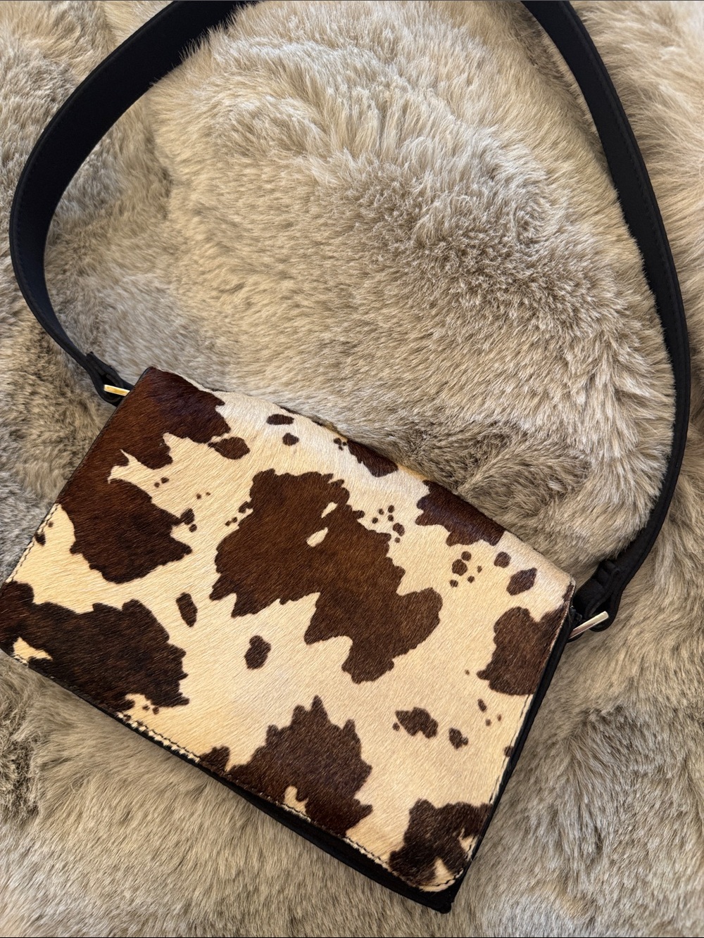 The Limited Cowhair Pattern Crossbody Shoulder Bag - Genuine leather